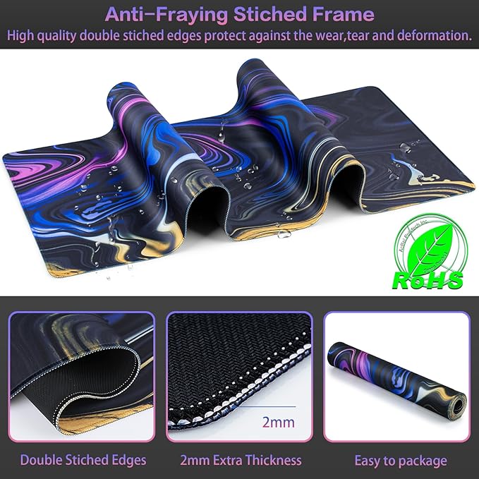 Canjoy Gaming Mouse Pad, Fluid Pattern Mouse Pad 31.5x15.7inch Large Extended Computer Mouse Mat Keyboard Full Desk Mousepad for Gaming, Office, Home