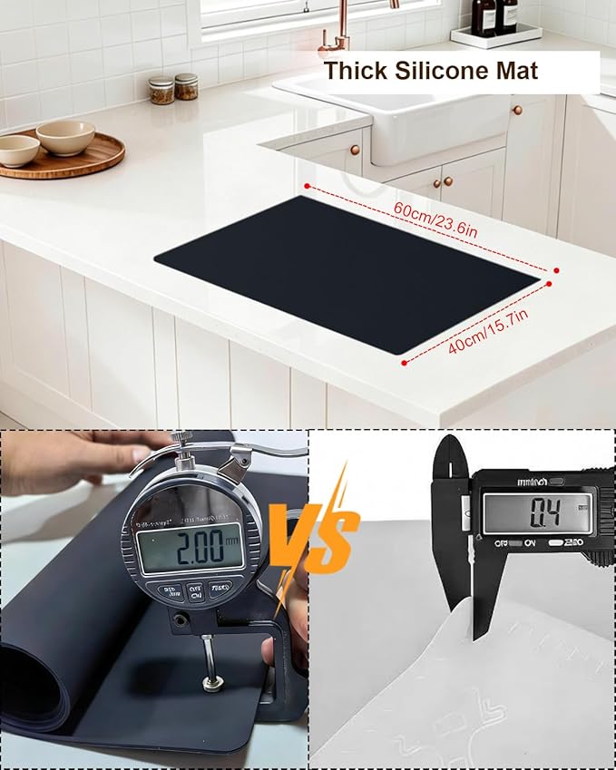 Art and Craft Silicone Mat, 24” x 16” x 2MM Large Crafting Sheet for Resin, Jewelry Casting, Painting, DIY Projects, Heat Resistant Nonstick Workstation Protector and Placemat,2PCS