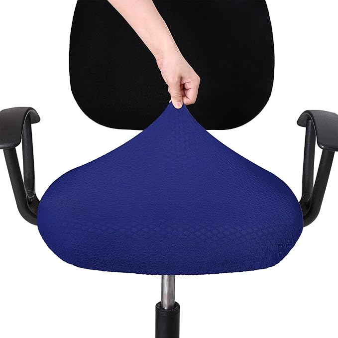 Smiry Stretch Jacquard Office Computer Chair Seat Covers, Removable Washable Anti-dust Desk Chair Seat Cushion Protectors - Royal Blue