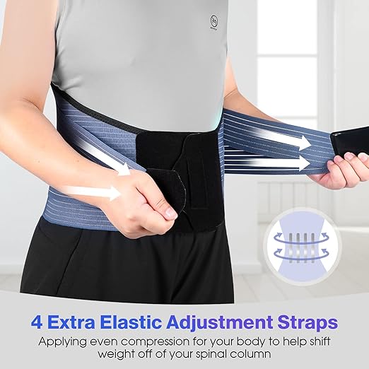NEENCA Back Support Brace, Adjustable Lumbar Support for Pain Relief of Back/Lumbar/Waist, Waist Wrap with Spring Stabilizers for Injury, Herniated Disc,Sciatica, Scoliosis and more