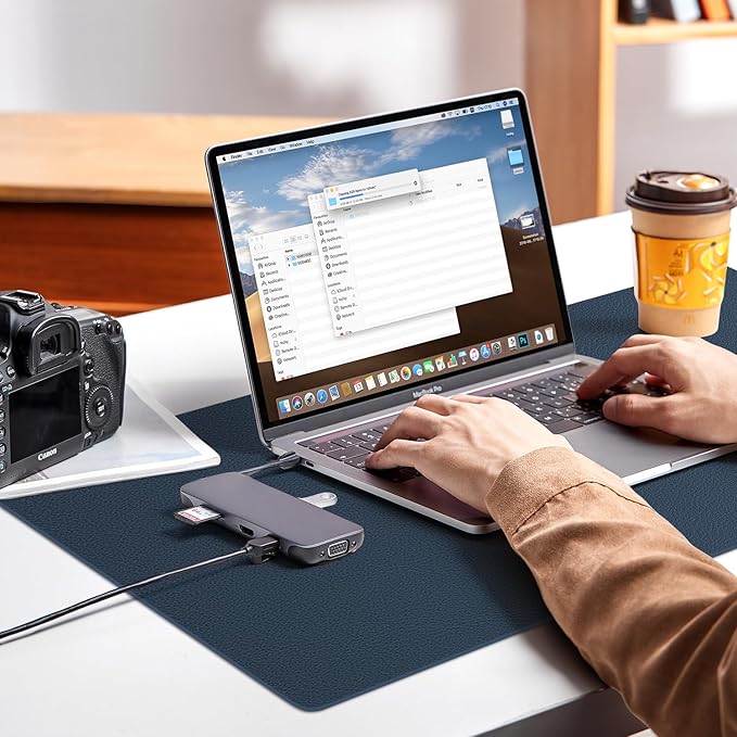 Leather Desk pad Protector, Office Mat, Large Mouse Mat, Non-Slip PU Leather Blotter, Laptop Desk Pad,Waterproof Laptop Computer Desk Keyboard Mat for Office/Work/Home/Decor (Dark Blue, 37 * 18in)