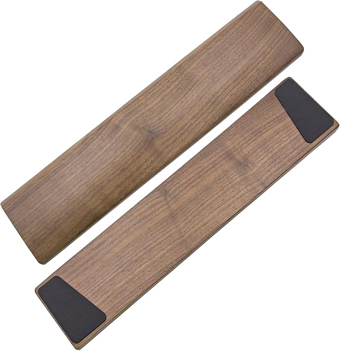 Walnut Wooden Wrist Rest for Full Size Keyboard, Ergonomic Solid Wood Hand Rest with Non-Slip Base, Stain Resistant Palm Support for Typing & Gaming (17.3" L)