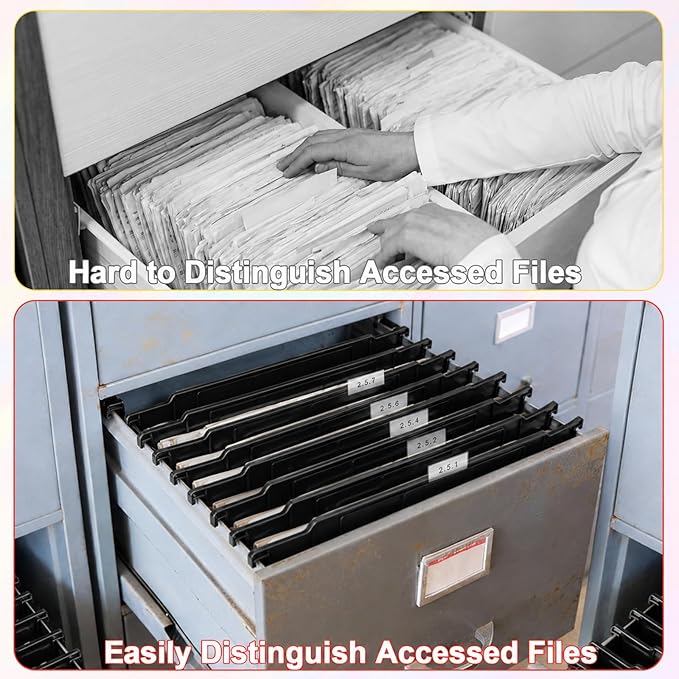 party greeting 8 Pack File and Folder Dividers 9x11.4 Inches Plastic Hanging Filing Cabinet Dividers Organizers Insertable File Separators Supplies for Office Drawer Organization (Black)