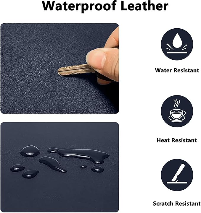PU Leather Desk Pad Protector Gaming Mouse Pad Non Slip Desk Mat for Keyboard and Mouse Waterproof Desk Writing Pad for Office and Home Desk Accessories(Dark Blue, 47.2 * 17.7)