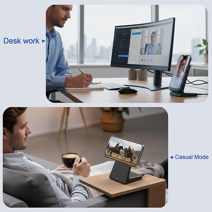 20W Wireless Charger Stand for iPhone, Wireless Charger Fast Charging Station for iPhone 17/16/15/14/13/12, Magnetic Phone Charger Stand for Desk/Bedside