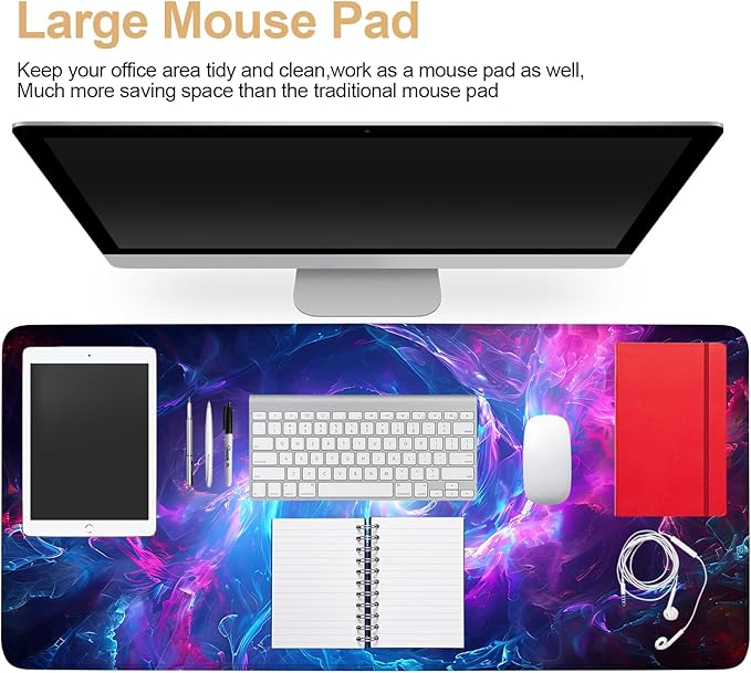 Large Mouse Pad, Cosmic Swirl Desk Mat, Extended Gaming Mouse Pad with Non-Slip Rubber Base, Thick 3mm Smooth Surface Keyboard Mat for Office & Home,35.5 x 15.8 in