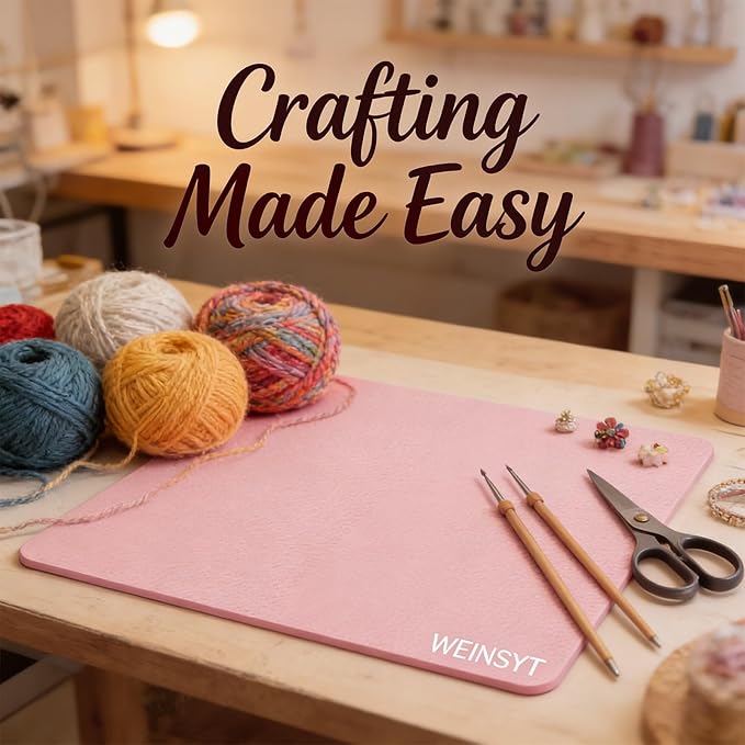Desktop Protection Mat & Mouse Pad 2-in-1-10" x 8.3" Dual-Sided Non-Slip Desk Protector for Sticker Crafts & Office Work - Waterproof PU Leather Desk Mat with Anti-Slip Base