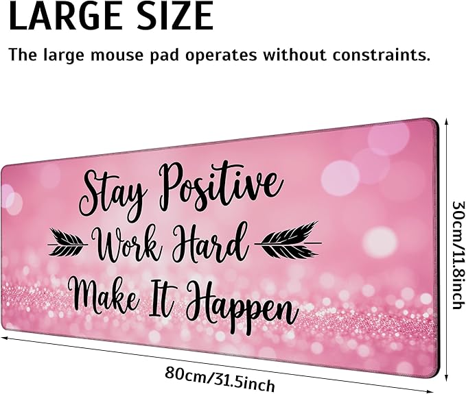 Large Gaming Mouse Pad Stay Positive Desk Mat,Non-Slip Rubber Base Stitched Edges,Extended Mousepad for PC,Laptop,Office,Home Decor(31.5 x 11.8 Inch)