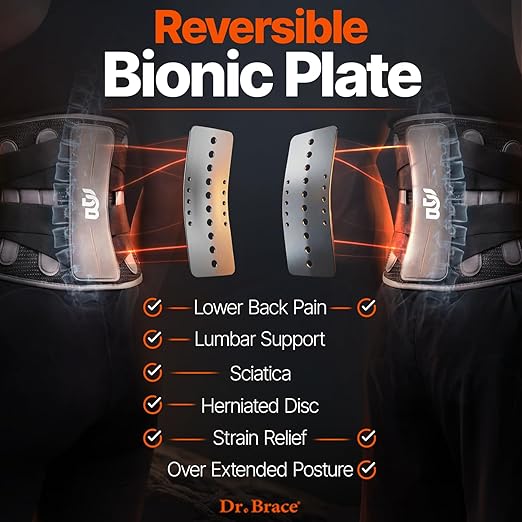 DR. BRACE® Lower Back Brace for Men & Women for Lower Back Pain Relief, Revolutionary Versatile Splints System & Removable Lumbar Pad, Adjustable & Breathable Back Support Brace (53.1-59.1″)