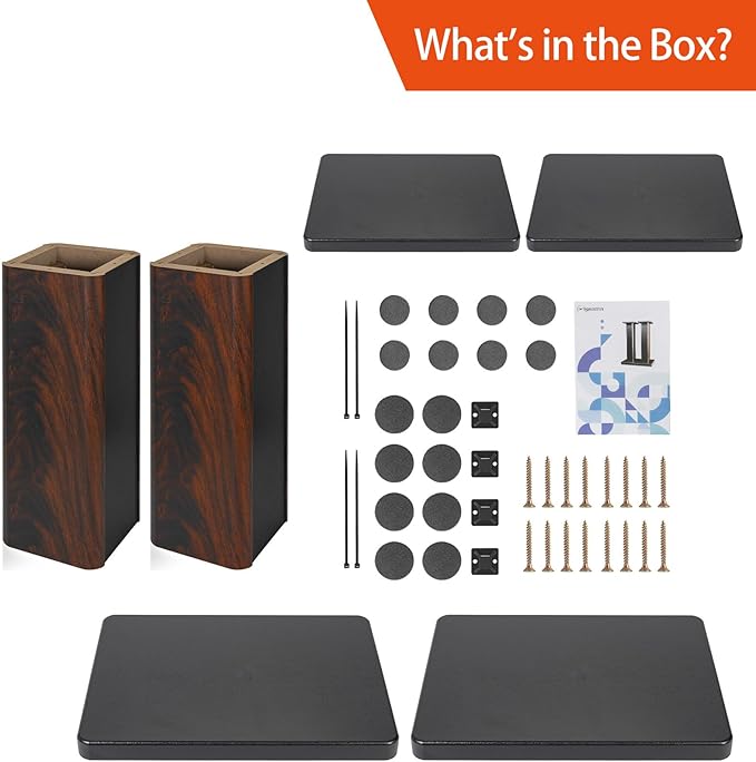 12 Inch (30CM)- Pair- Wood Speaker Stands for Home-Cinema HiFi Desktop and Satellite Speakers Monitor Stands