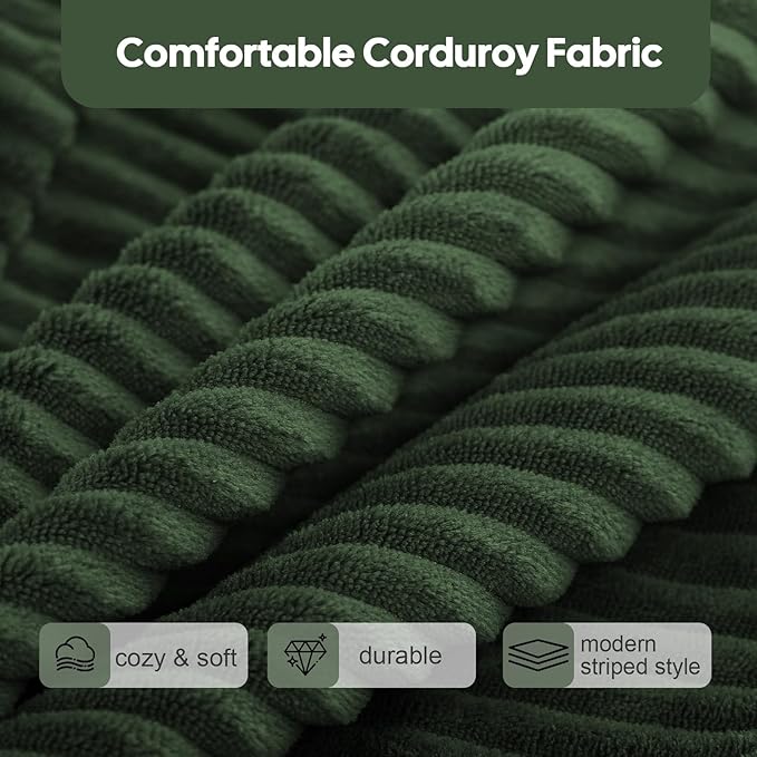 idee-home Recliner Leg Rest Cushion, Recliner Footrest Extender Pillow with Removable Corduroy Cover, Multi Purpose Ergonomic Foot Pillow Back & Lumbar Support Cushion for Bed Sofa Couch, Green