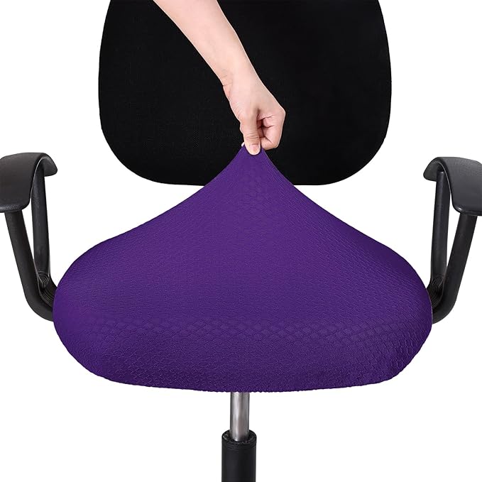 Smiry Stretch Jacquard Office Computer Chair Seat Covers, Removable Washable Anti-dust Desk Chair Seat Cushion Protectors - Violet