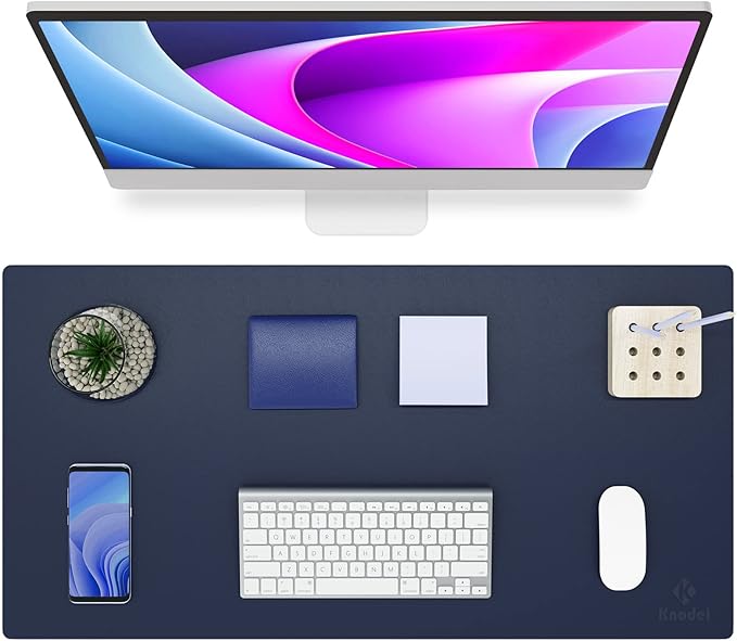 K KNODEL Non-Slip Desk Mat, Desk Pad, Desk Blotter, Desktop Mat for Desk, Large Desk Protector, Office Computer and Laptop Mat for Desk (31.5"x15.7", Dark Blue)