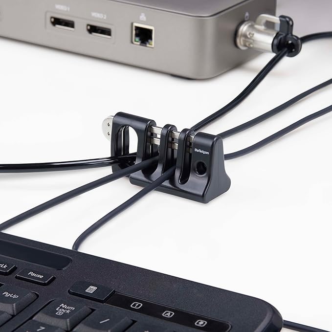 StarTech.com Peripheral Cable Anchor Lock, Secure Keyboard/Mouse, Cable Trap w/Metal Plate, Use w/Laptop Security Cable