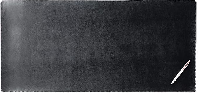 DACASSO Bonded Leather No Core Rollable Desk Mat/Pad - Luxury Leather Desk Blotter for Writing - Executive Desk Surface Protector - (Black, 36” x 17”)