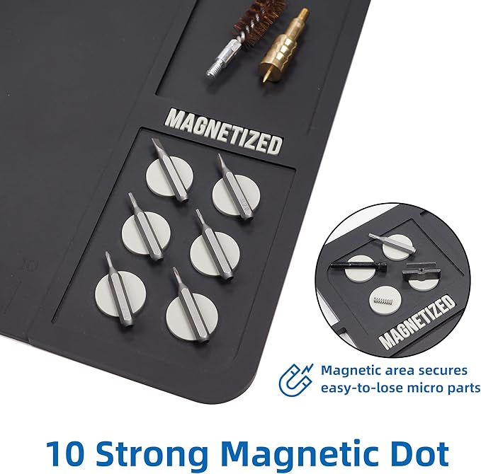 CKPART Gun Cleaning Mat, Premium Magnetic Pad With Organizer Parts Tray, Anti-Slip Rubberized Pistol Mat, Protective Workbench Mat for Gun Cleaning (16.5"x 10.43")
