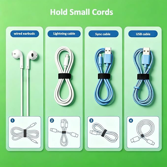 Patu Reusable Fastening Charging Cable Ties - 30 Pcs 2 Inch Slotted Microfiber Cloth Hook and Loop Cord Management Wire Organizer Straps, Black