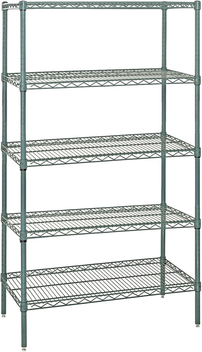 Quantum Storage Systems WR74-3036P-5 Starter Kit Wire Shelves Green Epoxy 5 Shelves 74" H x 36" W x 30" D
