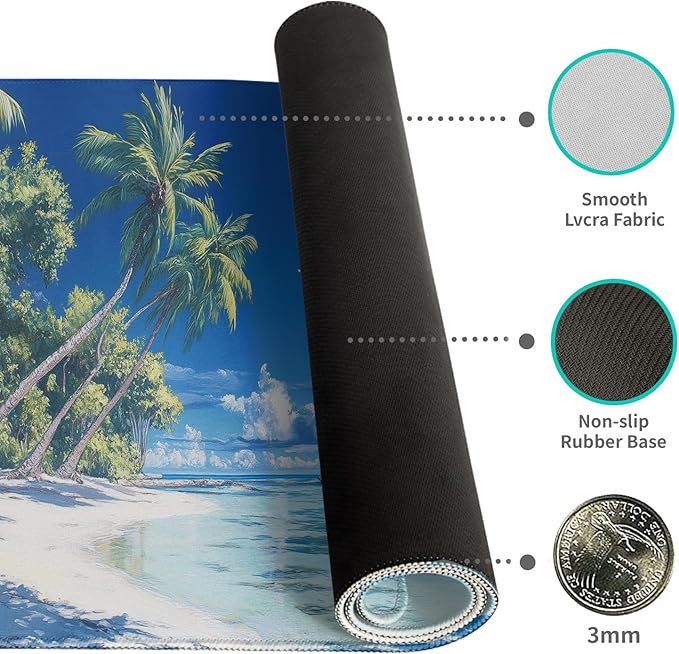 Desk Mat Mouse Pad Gaming Desk Pad XL Large Mouse Mat Office Decor Accessories (Beach)