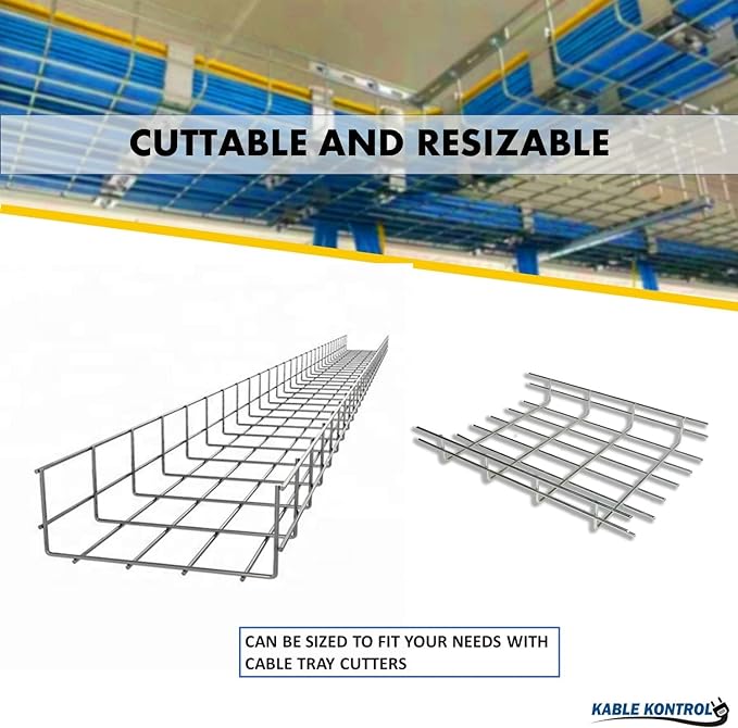 Kable Kontrol Cantilever Wall Bracket – 12” Width - Wire Mesh Tray Cable Management Rack Cords Organizer Cable Basket, Zinc Plated Steel NEC Approved for Network, Fiber Optic, Cabling Accessory
