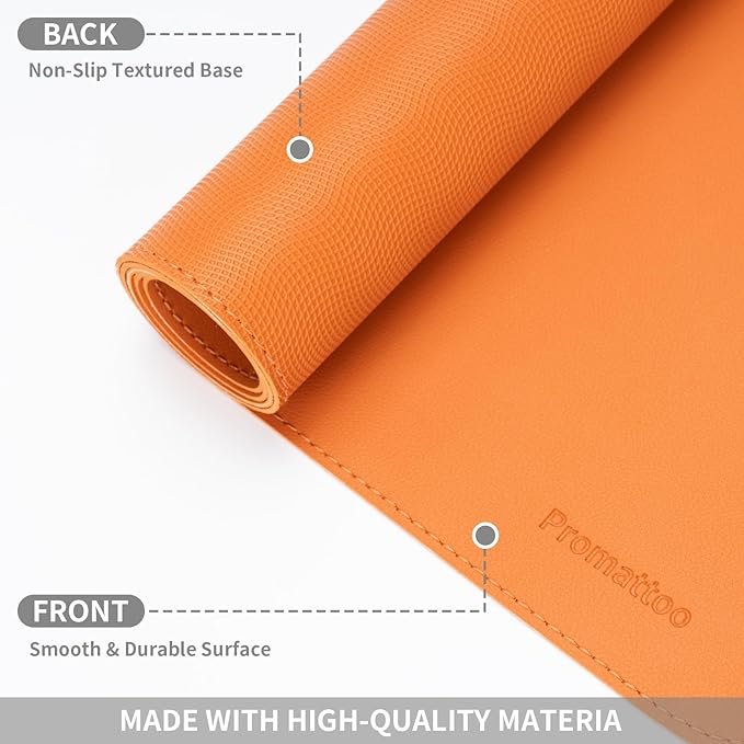 Large Desk Pad Non-Slip Desk Mat Protector for Keyboard Mouse Waterproof Vegan Leather Surface Faux Leather Laptop Mat Smooth Mouse Pad Premium Gift Tube Sunset Orange 39" x 17"