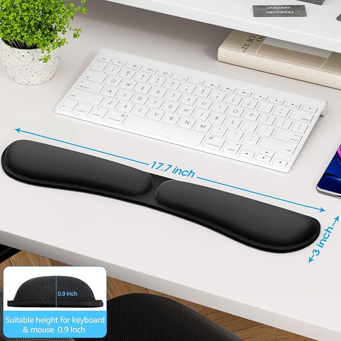 KTRIO Ergonomic Keyboard Wrist Rest, Memory Foam Wrist Support for Typing, Gaming, Office and Home Use, Black