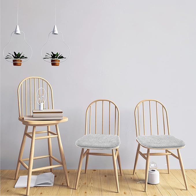 Silver Grey Chairs Cushions for Dining Chairs 6 Pack Non Slip Foam Kitchen Seat Cushions Washable Soft Thick Patio Pads Large Wooden Metal Tapered Chair Cushions,17" x 15"