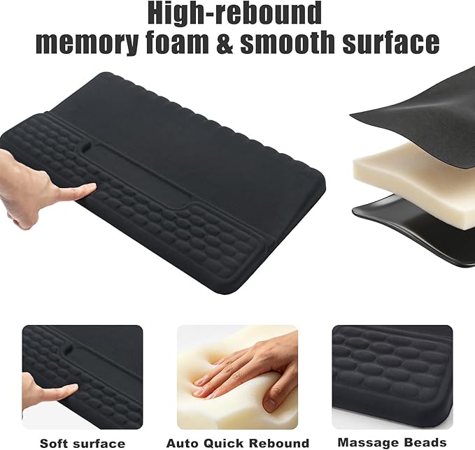 Keyboard Stand with Wrist Rest，Ergonomic Wrist Pad Memory Foam Keyboard Riser Holder Tray with Non-Slip Base, Pain Relief for Work Study Game (Black)