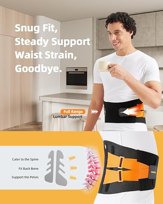 Back Brace for Lower Back Pain Women and Men with 3D Support Plate: Adjustable Lumbar Support Belt with 4 Stays & Support Straps & Ultra-thin Mesh for Under Clothes Sciatica, Scoliosis, Herniated Disc