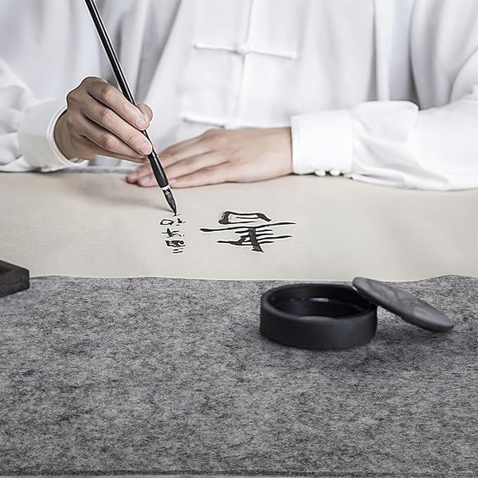 Eorbow 4 Pack Chinese Calligraphy Drawing Felt Mat, 5mm Thick Felt Desk Pad for Sumi Xuan Paper Painting Practice Calligraphy Writing Japanese Drawing, 19.6 x 27.5 inch (50 x 70cm)
