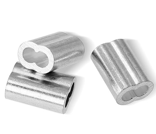 100pcs 1/16 Inch Aluminum Crimping Loop Sleeve for Wire Rope and Cable, Double Hole Type