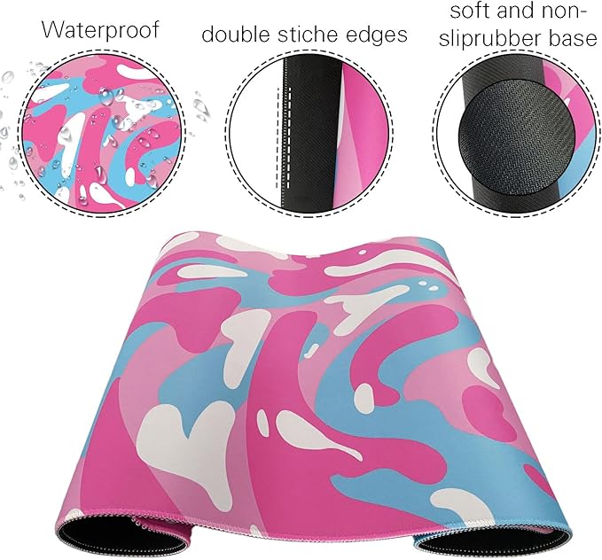 Fluid Pattern XL Mouse Pad,Super Thick Waterproof Fluid Pattern Large Gaming Mousepad with Stitched Edge,Mouse Computer Desk Accessories,Non-Slip Base Mouse Keyboard Mat 600X350X3mm