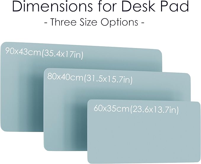 WAYBER Leather Desk Pad Protector, Waterproof Mouse Pad, PU Desk Mat, Office Desk Cover, Desk Writing Mat for Office/Home/Work/Cubicle (Light Blue/Silver) 23.7x13.8 in