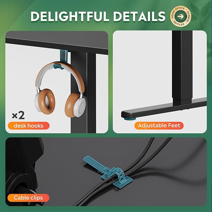 DEVAISE 63 Inch L Shaped Electric Standing Desk, 3 Adjustable Computer Desk for Home Office, Ergonomic Sit to Stand Desk with LED Touchscreen，Headphone Hook, 3 Memory Preset, with Split Top, Maple