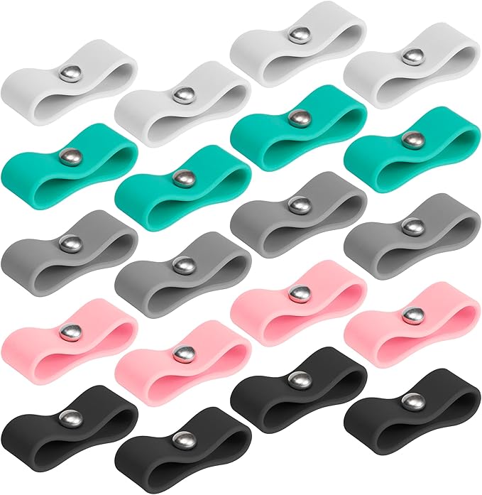 20 Pack Cord Organizer, Ring Cord Keeper, Cable Organizer USB holder, Silicone Cable Ties, Reusable Cord Organizer Cable Straps, Earphone winder, Storage Straps for Electronics, Earbuds