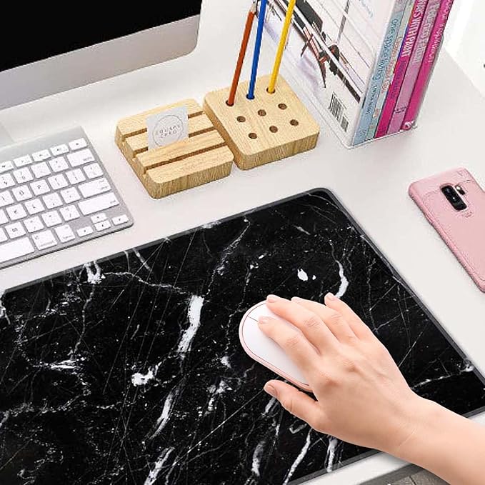 Natural Marble Texture Desk Mat Black and White Large Mouse Pad XL Desk Pad Gaming Mousepad Extended Keyboard Mat 31.5 x 11.8 in Laptop Computer Keyboard Pad Mouse Mat for Office Desk Decor