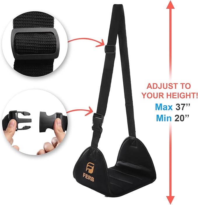 FERB 20 Pack Airplane Portable Footrest - Travel Foot Hammock with Memory Foam for Comfort | Adjustable Office Footrests for Airplane, Train, Bus | Lightweight Travel Accessory