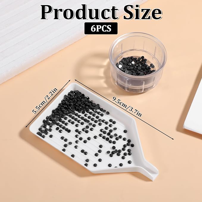 Macuezu Diamond Art Trays, 6 Pcs White Bead Sorting, Plastic Bead Organizer for Rhinestone, Diamond Art Tools and Accessories for DIY Crafts