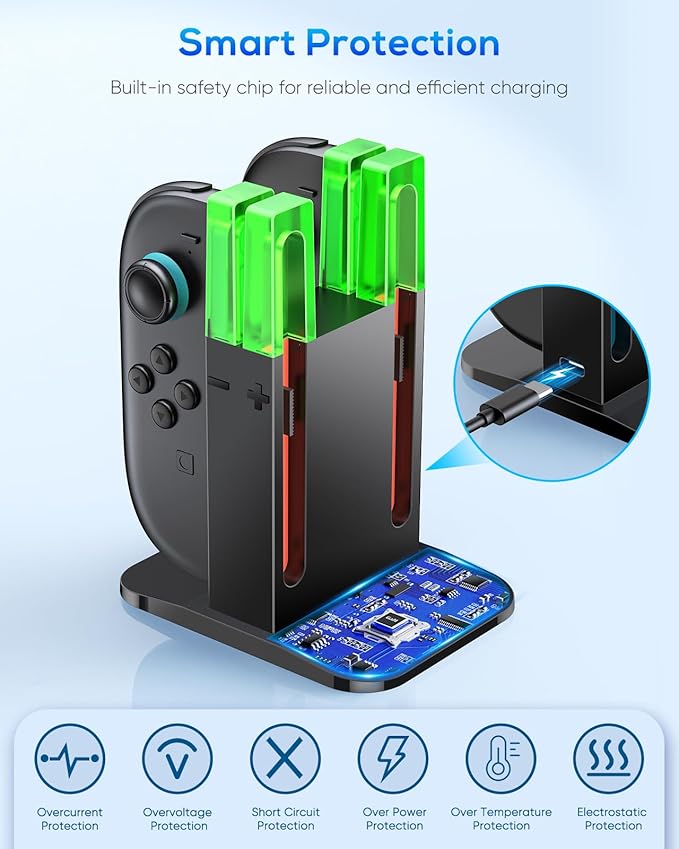 Charging Dock for Joycon 2 Controller, Charger Dock Station for Nintendo Switch 2 Accessories Kits with a USB Type-C Charging Cord (Black, 7.9 inch Switch 2)