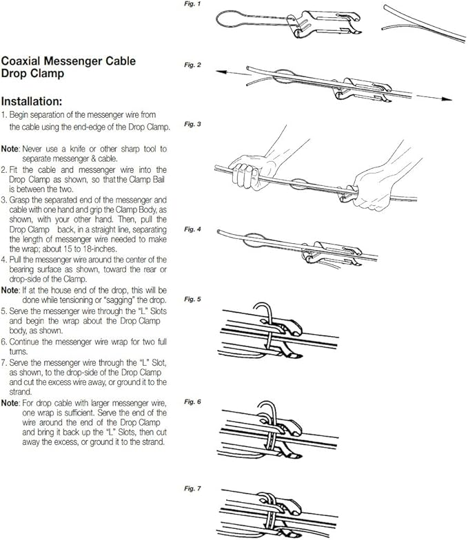 20-Pack Coaxial Cable Aerial Drop Clamps for CATV RG59 RG6 RG7 RG11 Messenger Cable - Secure and Reliable Installation