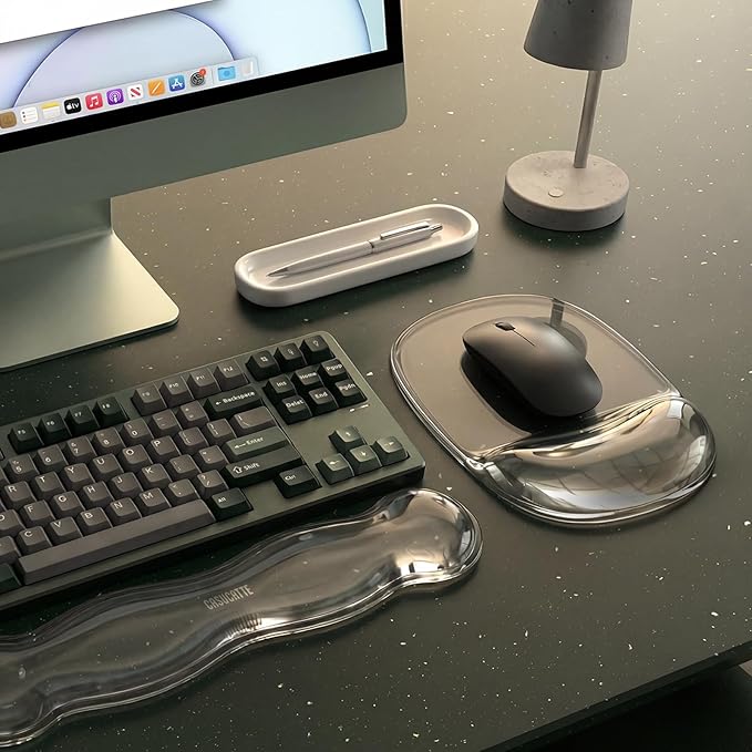 CASUCATTE-Clear Gel Mouse Pad with Wrist Rest - Super Non-Slip, Soft & Comfortable, Washable, Relieve Office or Gaming Wrist Pain