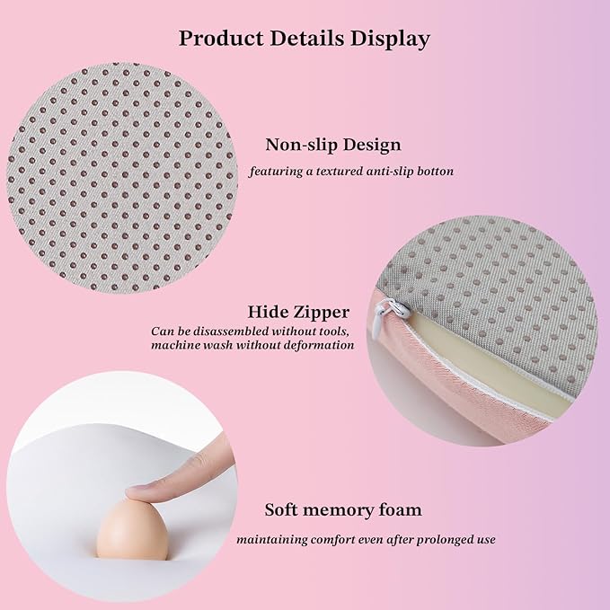 Non-Slip Pink Square Seat Cushions Set of 2 - Comfortable Chair Pads with Removable Cover (15"x15"x1.7") for Kitchen, Office, Car & Indoor Use
