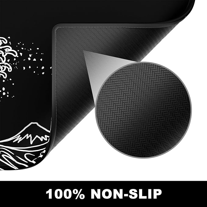 BOSOBO Large Desk Pad, XXL Extended Gaming Mouse Pad & Keyboard Mat, Desktop Full Cover 31.5 x 11.8 Inches, Art Japan Kanagawa Wave Black