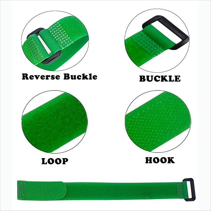 10 Pack (12 x 0.8 Inch) Reusable Fastening Cable Straps Green Color,Adjustable Multi-Purpose Hook and Loop Straps Nylon Cable Ties for Wire Cable Management Home Office Garage Organization