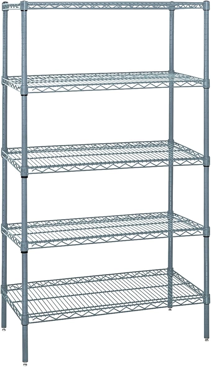 Quantum Storage Systems WR86-3636GY-5 Wire Shelving 5 Shelf Starter Units, 36" x 36" x 86", Gray Epoxy
