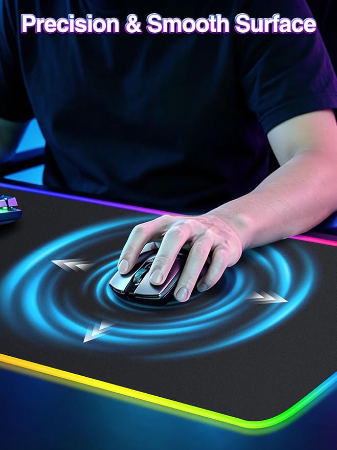 RGB Gaming Mouse Pad with 15W Magnetic Wireless Charger, 31.5'' x 11.8'' Large LED Desk Mat, 24 Lighting Effects Keyboard Pad with Non-Slip Rubber Base, Waterproof Ultra-Smooth Surface