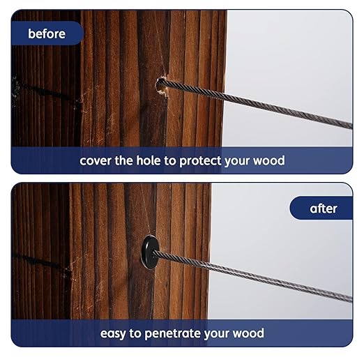 20 Pack 45 Degree Angle Protective Sleeves, Black Cable Railing Stair Protector Sleeve Beveled for 1/8" Wire Rope, T316 Marine Grade Cable Railing Kit with Two Drill Bit for Wood Posts HF039B