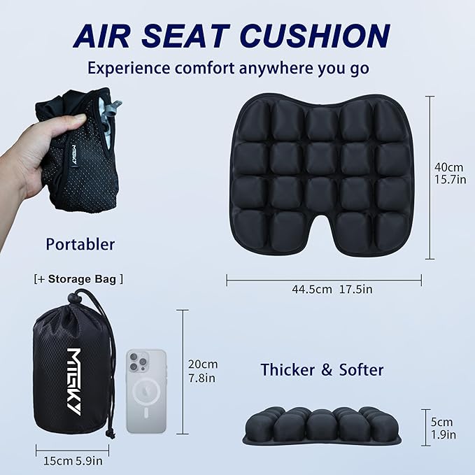 Upgrade Travel Seat Cushion for Airplane,Portable&Adjustable Air Seat Cushion,Coccyx Tailbone Pain Relief Chair Pad,Inflatable Cushion for Wheelchair, Travel,Driving,Office Work (Butterfly)