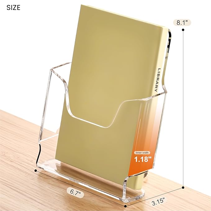 YUXUN Acrylic Brochure Holder 6x8 Inch,Clear Countertop Display Stand,Pamphlet Holder for Trifold Flyers,Booklets,Menu,Leaflets,Photocards for Office,Home,Store,1 Pack,A5