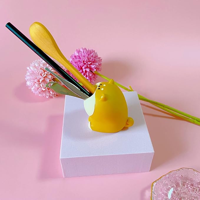 Cute Small Pen Pencil Holder, Kawaii Resin Cat Dog Dinosaur Rabbit Animal Paper Clip Toothbrush Mini Storage Organizer Office Desk Decorations